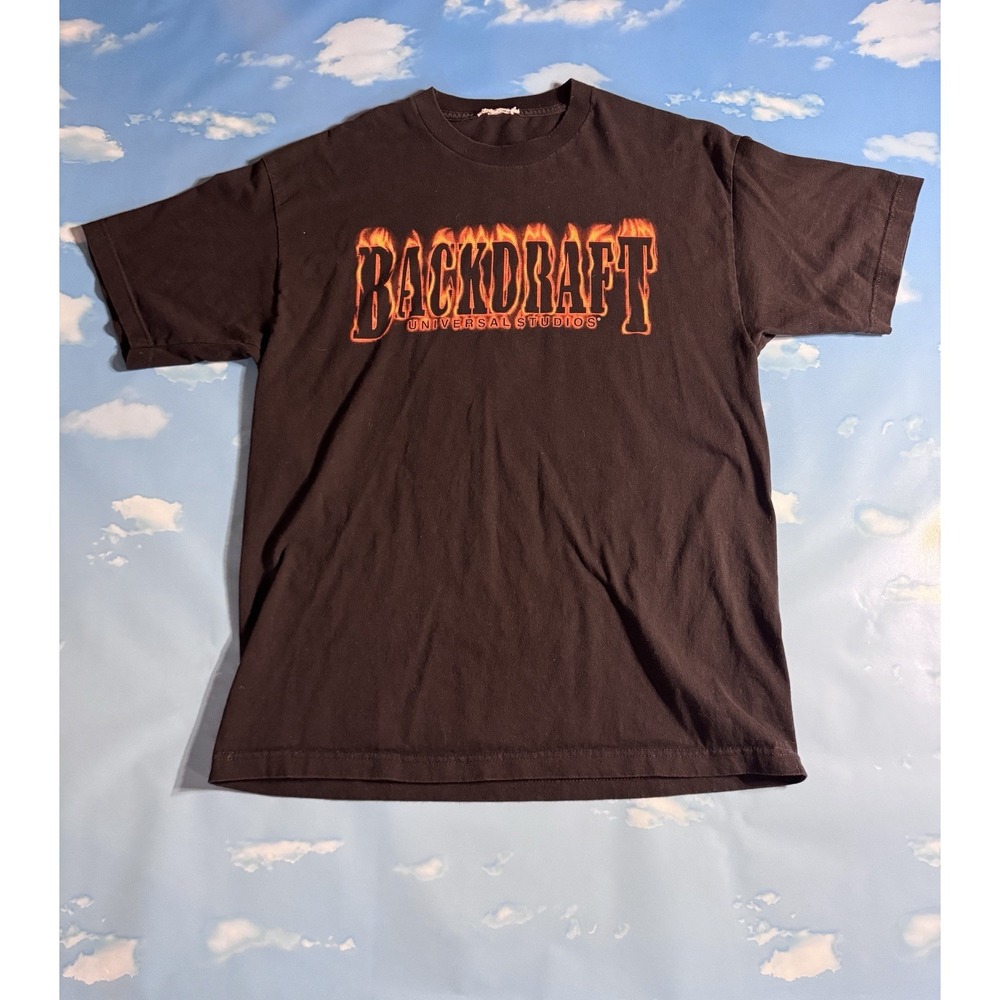Vintage 90s Universal Studios Backdraft Movie Promo T-Shirt Mens XL Black